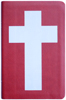 Библия 045 Белый крест, Красный, термо-винил, парал. места по центру страницы, 2 закладки, цвет. карты, план чтен. Библии, золотой обрез