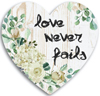 Декоративная табличка сердце 24х24 "Love never fails"